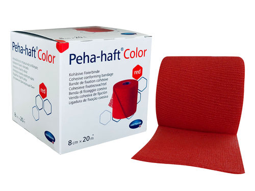 Peha-haft color rot kohäsive, elastische Fixierbinde 8cm x 20m Grip Bandage