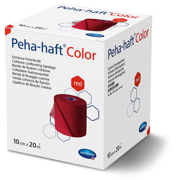 Peha-haft color rot kohäsive, elastische Fixierbinde 10cm x 20m Grip Bandage